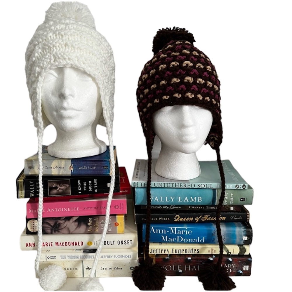 2 BEANIE HATS WITH POM POMS